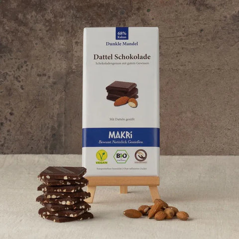 1 Tafel MAKRi Bio Dattel Schokolade - Dunkle Mandel 68%