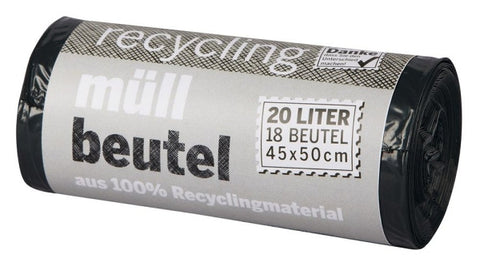 5 Rollen á 18 Stk. Recycling Müllbeutel mit Zugband (18 Stück/je Rolle)