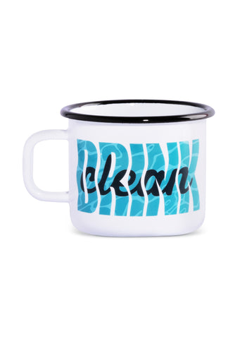Festivalbecher / Tasse aus Emaille - drink clean